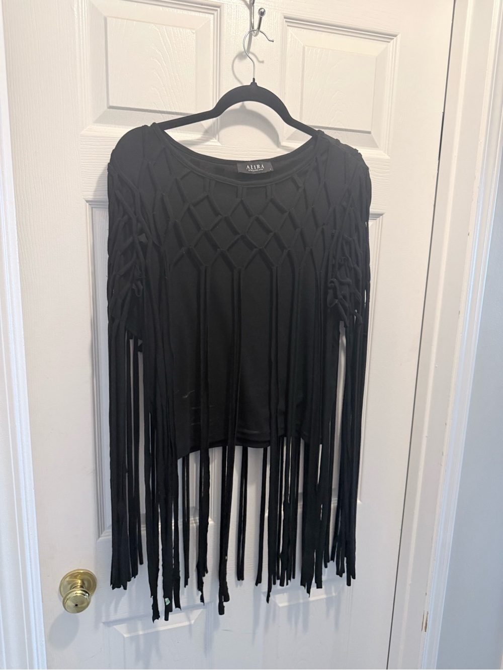🤩 3/$25 AKIRA Black Fringe Knit crop Top